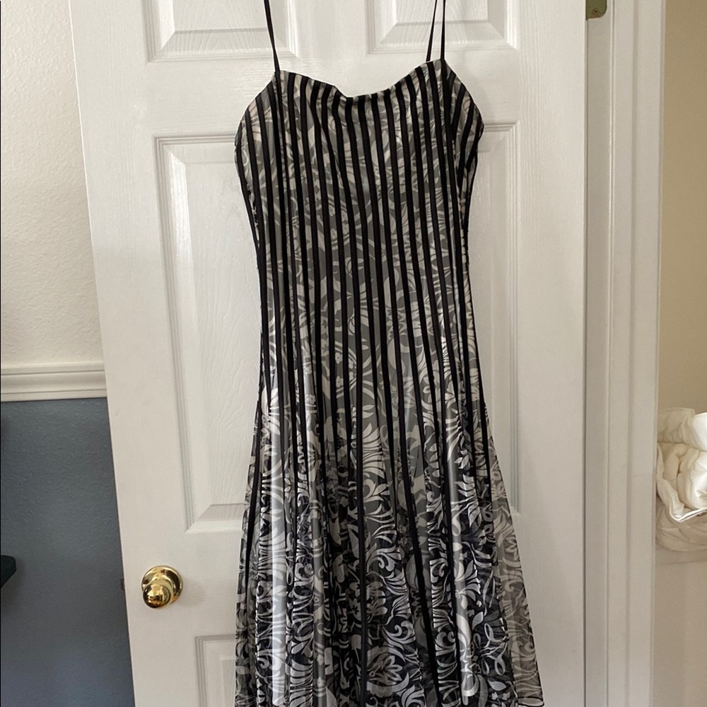 Elegant Black and White Striped Dress